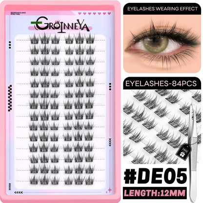 GROINNEYA DIY Lash Clusters – Natural & Manga Styles | Soft Lightweight Synthetic Lashes | Customizable False Eyelash Extensions Kit
