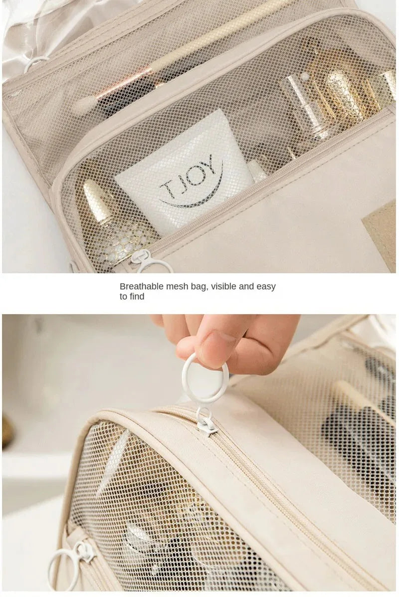 High-Quality Travel Makeup Bag – Waterproof Toiletry Organizer with Hook | Lightweight Cosmetic Storage Pouch for Women