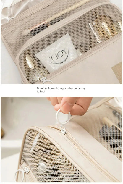 High-Quality Travel Makeup Bag – Waterproof Toiletry Organizer with Hook | Lightweight Cosmetic Storage Pouch for Women