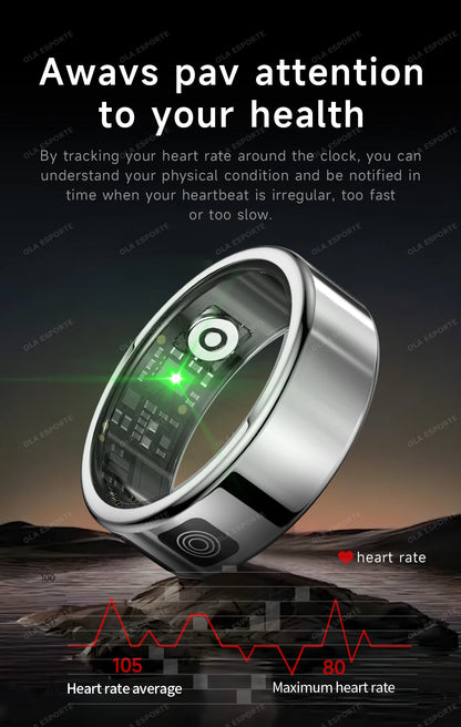 Smart Ring with Touch Display Heart Rate Sleep Tracker IP68 Waterproof Android iOS