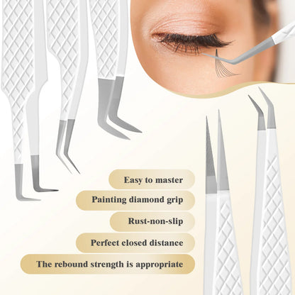 Eyelash Extension Tweezers with Fiber Tips – High-Precision, Anti-Static Lash Tools for Makeup Artists
