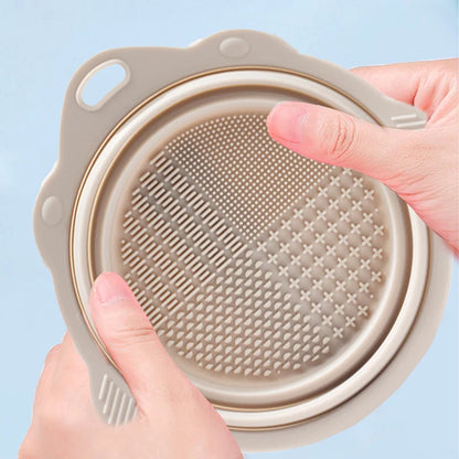 Makeup Brush Cleaner Bowl & Tool Set – Silicone Scrubber Pad, Folding Holder, Wet & Dry Brush Cleaning Kit