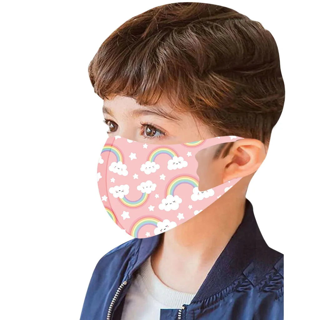 5PCS Washable Kids Face Masks – Reusable Cartoon Mouth Covers for Boys & Girls | Breathable, Comfortable, Dust-Resistant Design