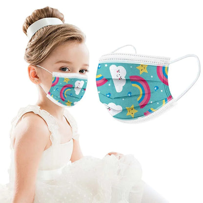 50PCS Kids Disposable Face Masks – 3-Ply Breathable Protective Masks with Soft Ear Loops | Comfortable & Safe for Sensitive Skin