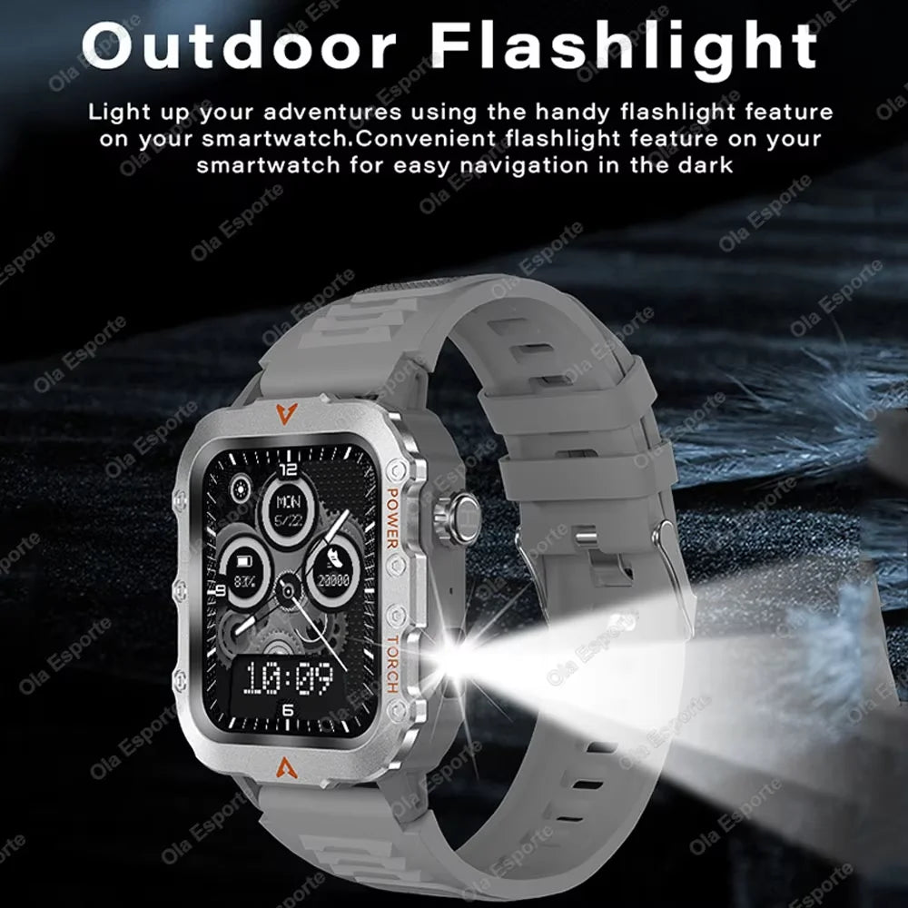 Men’s Bluetooth Smart Watch with LED Flashlight | Call & Message Alerts | Fitness & Activity Tracker | Life Waterproof | Android & iOS