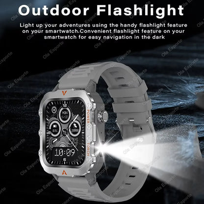 Men’s Bluetooth Smart Watch with LED Flashlight | Call & Message Alerts | Fitness & Activity Tracker | Life Waterproof | Android & iOS
