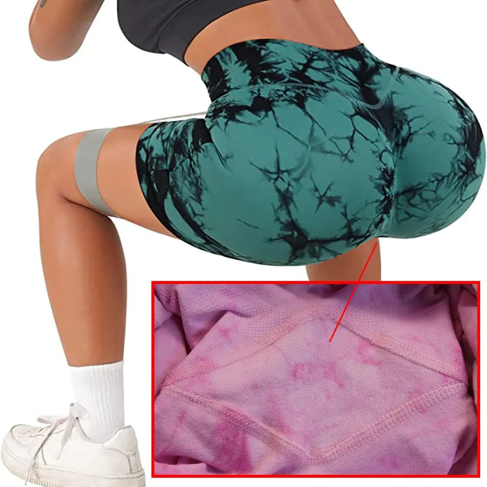 Women’s High Waisted Yoga Shorts – Seamless Tie Dye Workout Shorts for Gym, Running, Cycling & Fitness