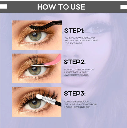 GROINNEYA DIY Lash Extension Kit – Cluster & Individual Lashes with Bond & Seal