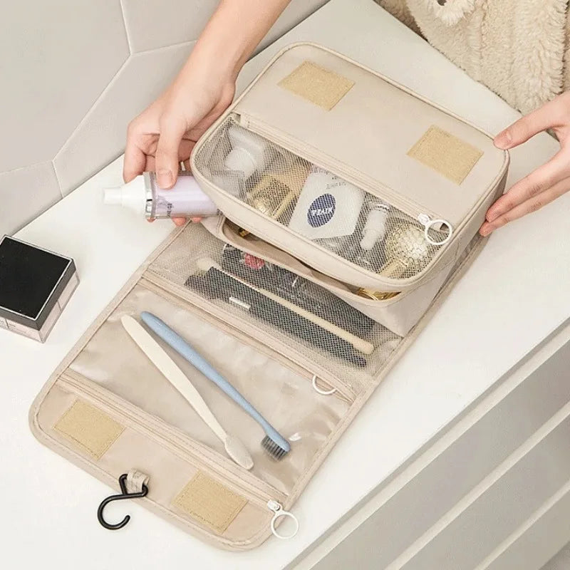 High-Quality Travel Makeup Bag – Waterproof Toiletry Organizer with Hook | Lightweight Cosmetic Storage Pouch for Women