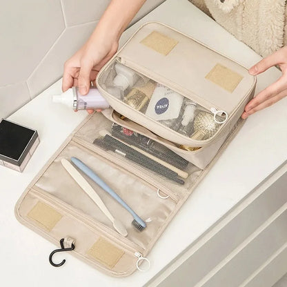 High-Quality Travel Makeup Bag – Waterproof Toiletry Organizer with Hook | Lightweight Cosmetic Storage Pouch for Women