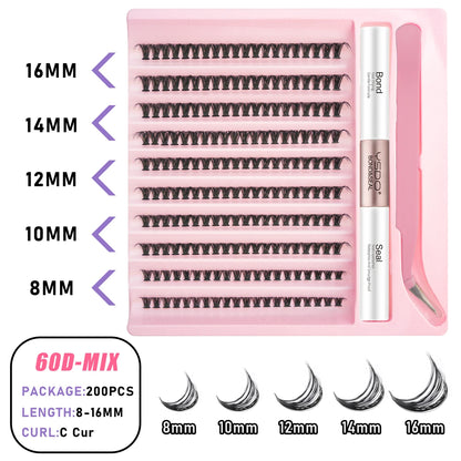 DIY Lash Clusters Extension Kit – Individual Eyelash Set (5–16mm) with Bond, Seal & Applicator Tool