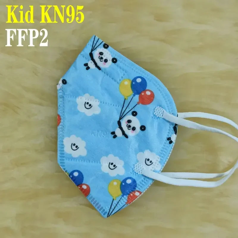 Kids KN95/FFP2 Face Masks – 5-Layer Protective Cartoon Design, Comfortable CE-Certified Disposable Masks for Boys & Girls (Ages 3–15)