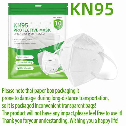 20/40/60 Pcs 5-Layer KN95 Face Masks – Black & White, Breathable Dustproof Protective Masks**