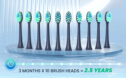 JS10-1 Electric Sonic Toothbrush – Rechargeable Waterproof Toothbrush with 10 Replacement Heads