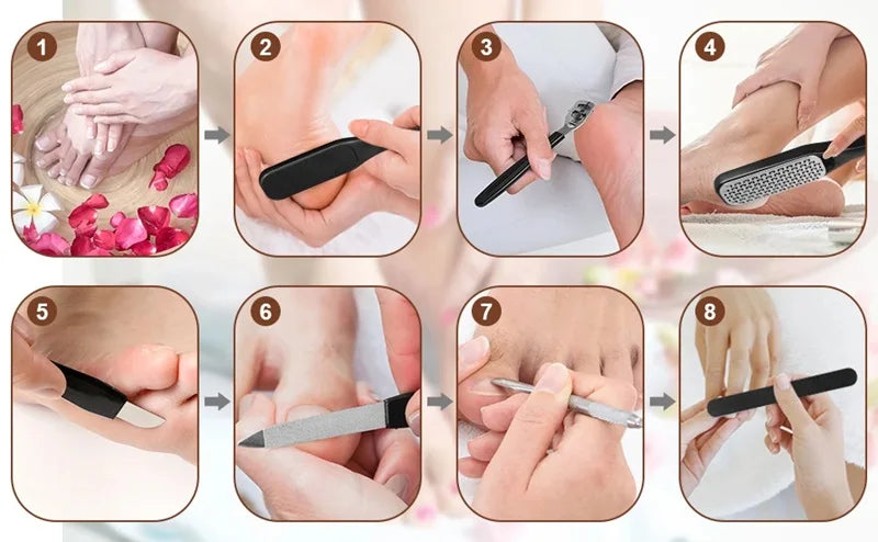 27PCS Pedicure & Manicure Foot Care Kit – Stainless Steel Tools for Callus Removal, Peeling, Exfoliating & Foot Scrubbing
