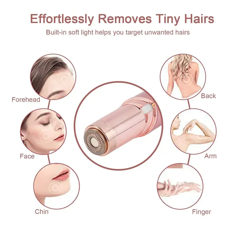 Electric Facial Hair Remover – Lipstick-Style Painless Epilator for Eyebrows, Upper Lip, Bikini & Sensitive Areas