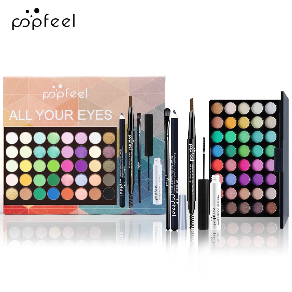 POPFEEL Eye Makeup Gift Set – Eyeshadow Palette, Eyeliner, Mascara & Eyebrow Pencil