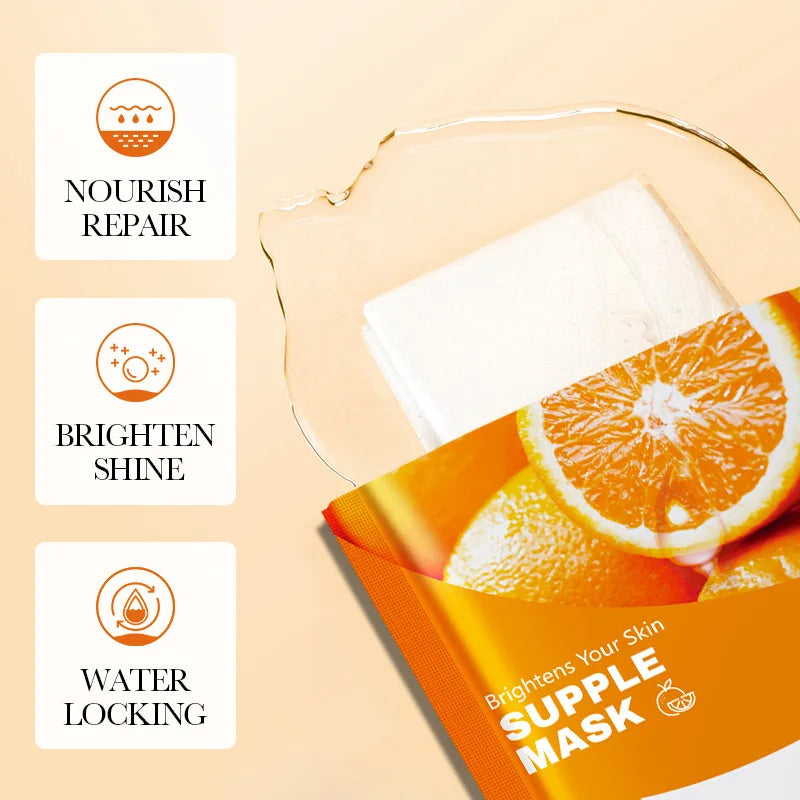 10 Pcs Fruit Facial Masks – Moisturizing, Brightening & Firming Korean Skincare Sheet Masks for Hydrating Face Care