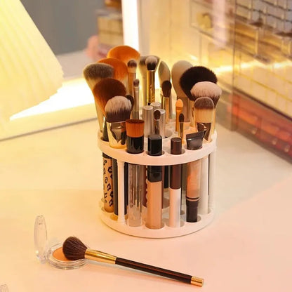 Makeup Brush & Cosmetics Storage Rack – Desktop Organizer for Lipsticks, Brushes, and Vanity Accessories