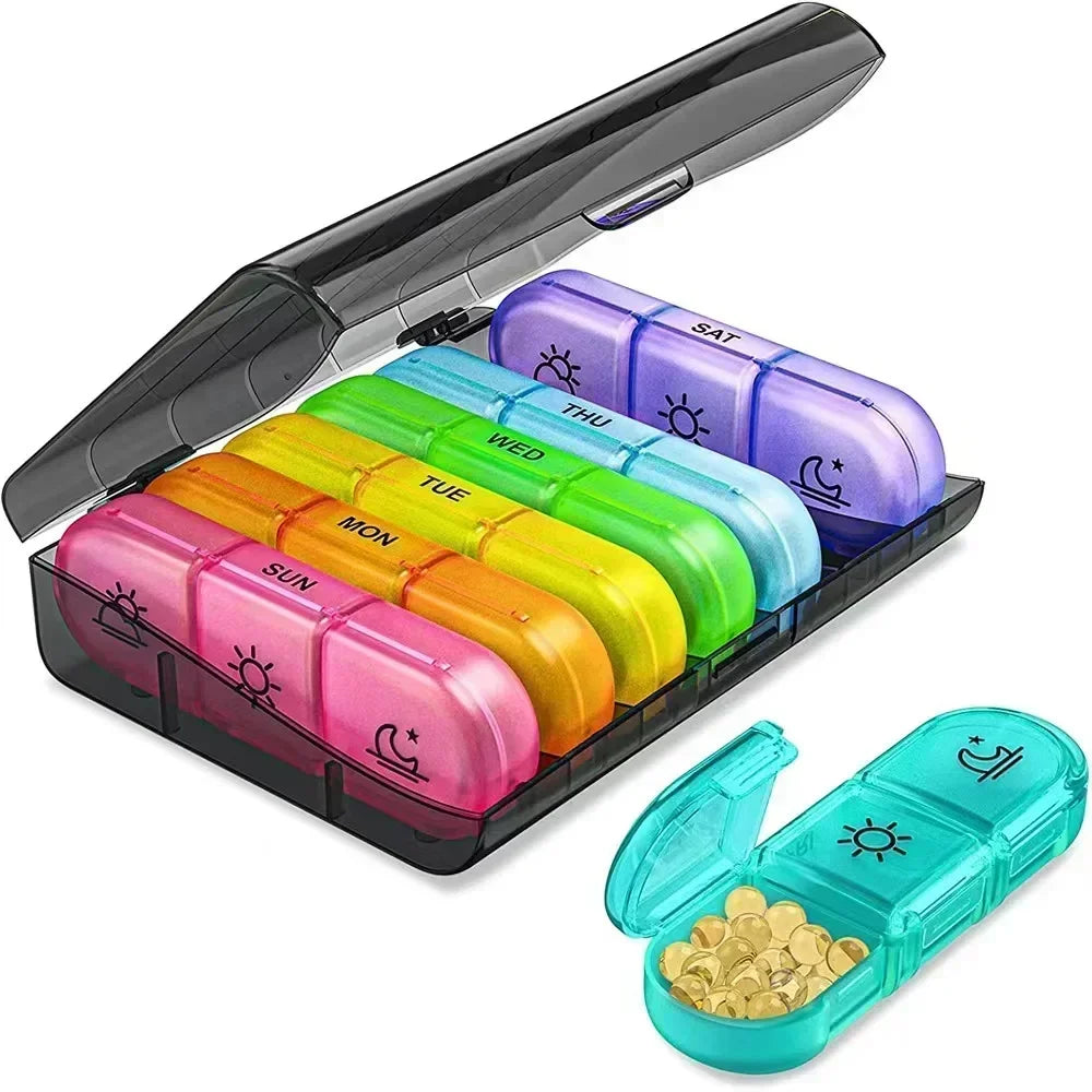 Weekly Pill Organizer 7 Day Pill Box Portable Medicine Tablet Storage Case Travel Container