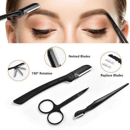 3–11PCS Eyebrow Grooming Tool Set – Stainless Steel Scissors, Tweezers, Razor & Brow Comb Makeup Kit