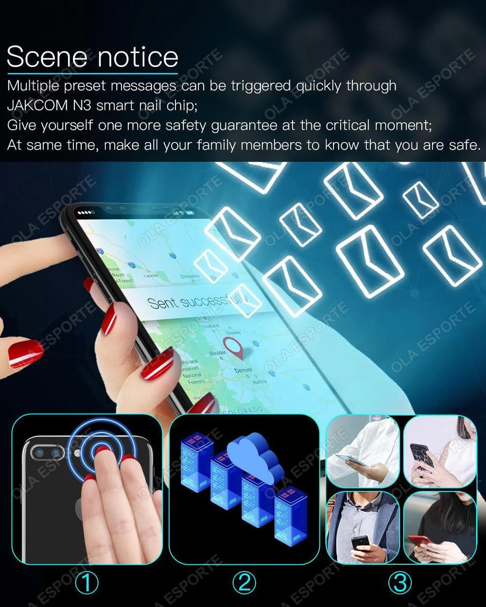 NFC Smart Nail Chip Tag for Android iPhone Virtual Call SOS Contact Waterproof
