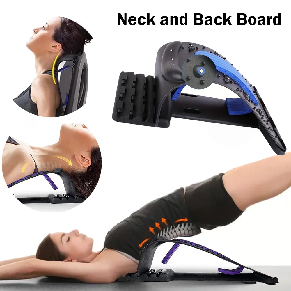 Adjustable Back Stretcher & Lumbar Support Device – Multi-Level Spine Board for Lower & Upper Back Pain Relief, Stretching & Massage