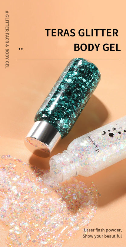 Body Glitter Gel with Sequins – Long-Lasting Face, Eyes & Hair Makeup for Festivals, Parties & Mermaid Looks