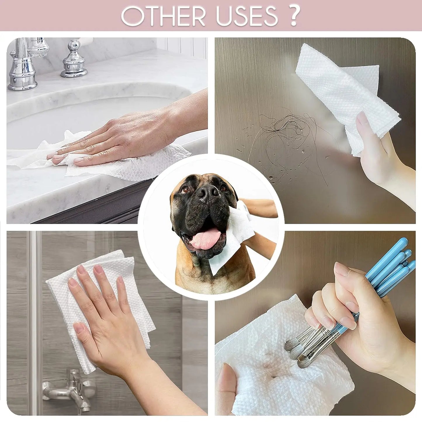100% Cotton Disposable Face Towels – Biodegradable Dry Facial Wipes for Sensitive Skin, 50 Count (12x10 in, Thick & Soft)
