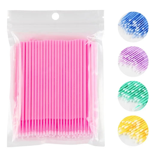 500/1000PCS Eyelash Cleaning Brushes – Colorful Crystal Handle Micro Brushes for Lash Extension Care, Makeup Removal, and Beauty Tools
