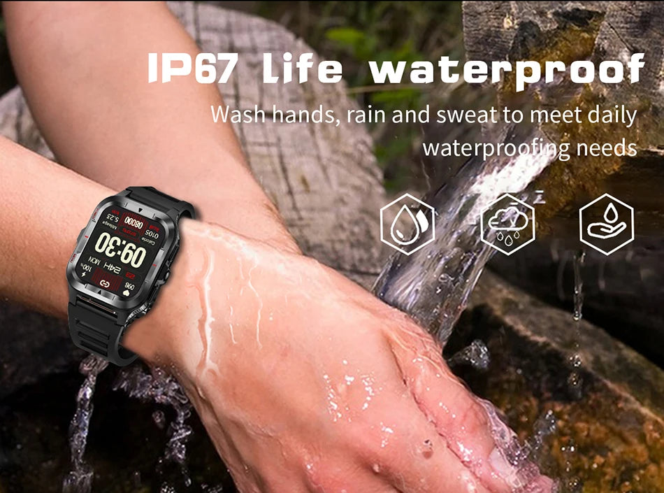 Men’s GPS Sports Smart Watch | Bluetooth Call | 480mAh Long Battery | LED Flashlight | 100+ Sport Modes | Life Waterproof
