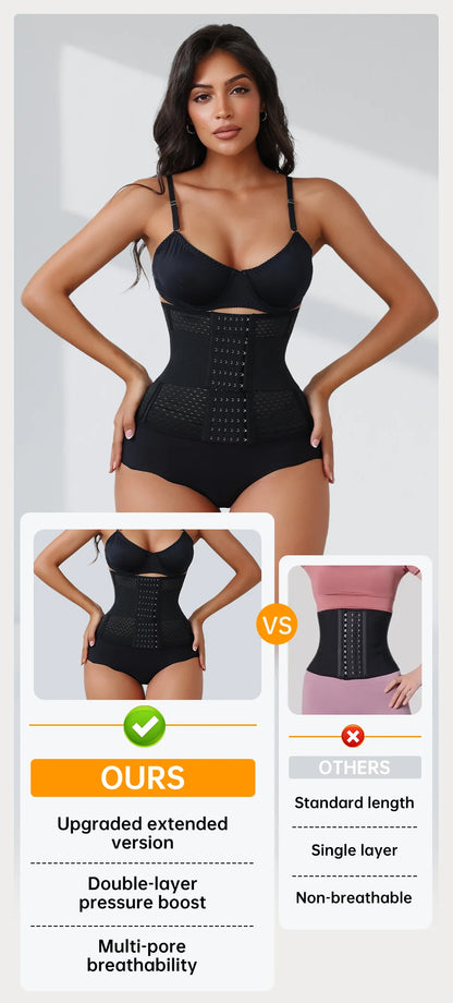 Women’s Adjustable Waist Trainer Corset Double Belt Tummy Control Workout Shapewear