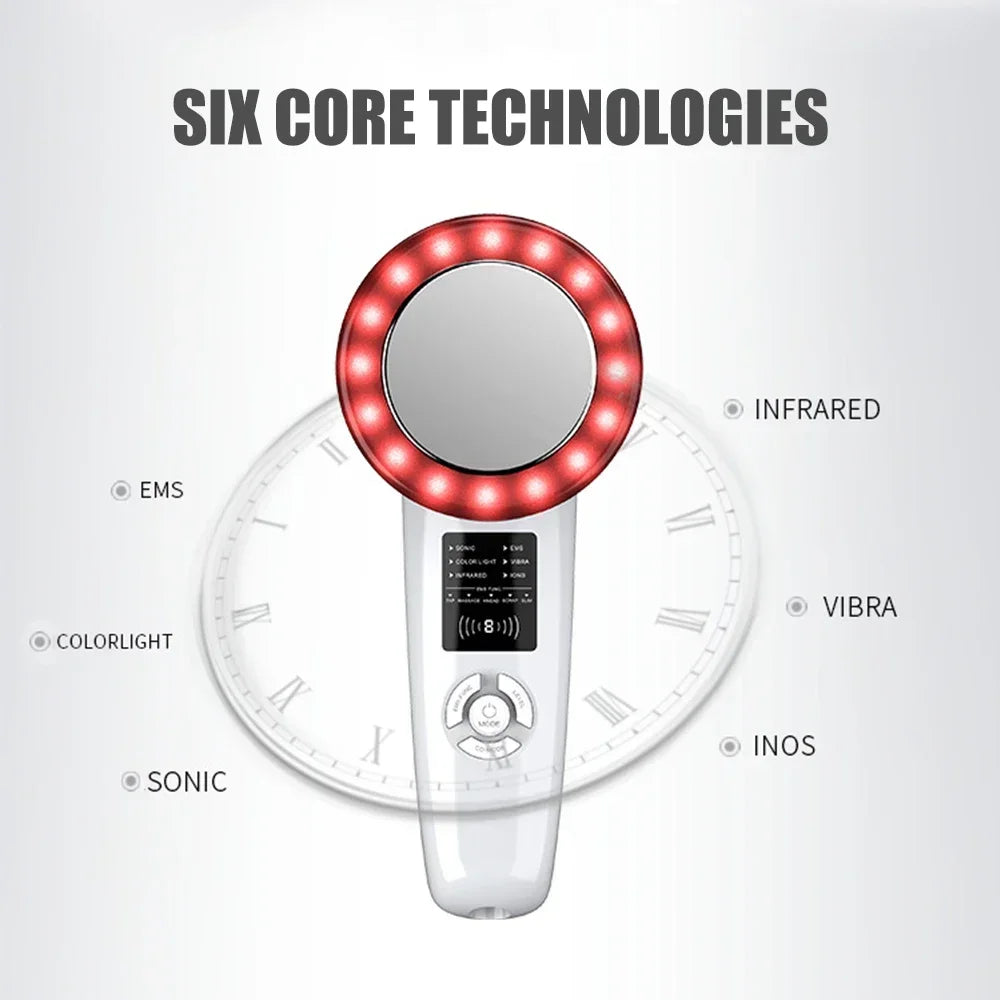 6-in-1 EMS Ultrasonic Body Slimming & Face Lifting Massager Machine – Infrared Therapy