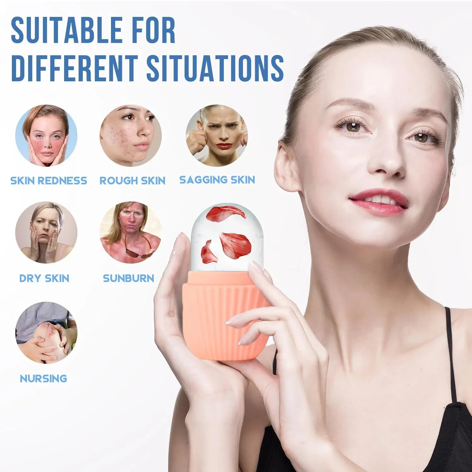 Ice Roller & Micro Needle Facial Roller Set Skin Care Face Beard Beauty Tool