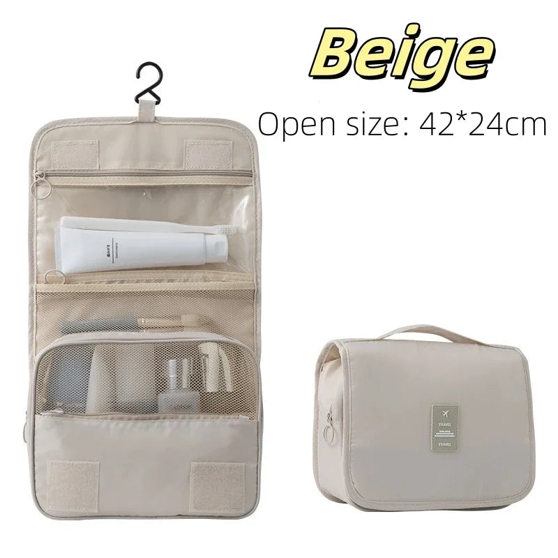 High-Quality Travel Makeup Bag – Waterproof Toiletry Organizer with Hook | Lightweight Cosmetic Storage Pouch for Women