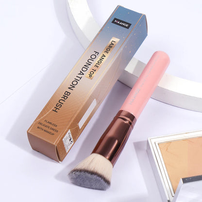MAANGE 2PCS Foundation Makeup Brush Set – Flat & Angled Kabuki Brushes for Liquid, Cream & Powder, Soft Synthetic Bristles