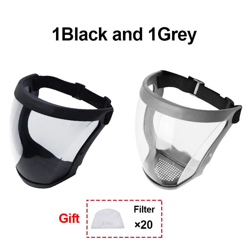 Reusable Work Protection Mask with Transparent Face Shield – Anti-Splash Facial Protector with Silicone Seal & Respiratory Filter for Kitchen, Food Service, and Industrial Use