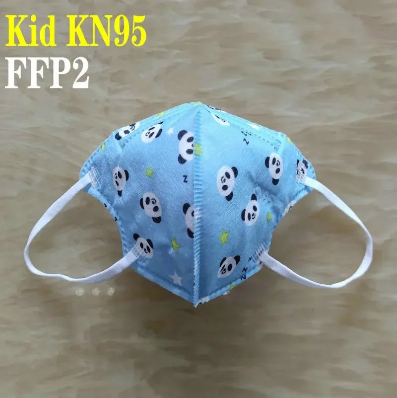 Kids KN95/FFP2 Face Masks – 5-Layer Protective Cartoon Design, Comfortable CE-Certified Disposable Masks for Boys & Girls (Ages 3–15)