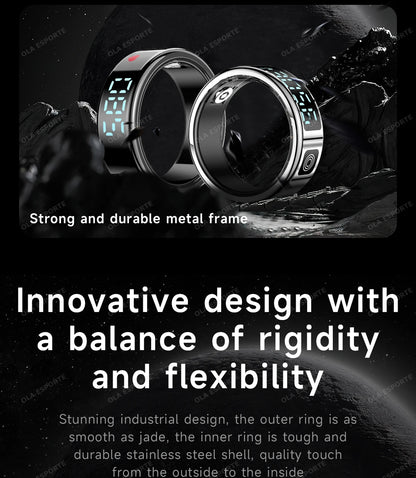 Smart Ring with Touch Display Heart Rate Sleep Tracker IP68 Waterproof Android iOS