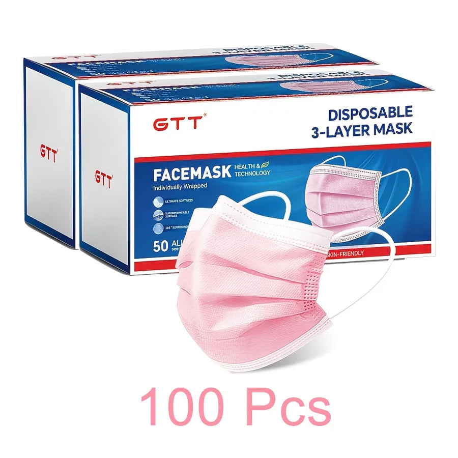 KN95-Style Disposable Face Masks 100–500 PCS Breathable Anti-Dust Earloop Protective Masks Adult