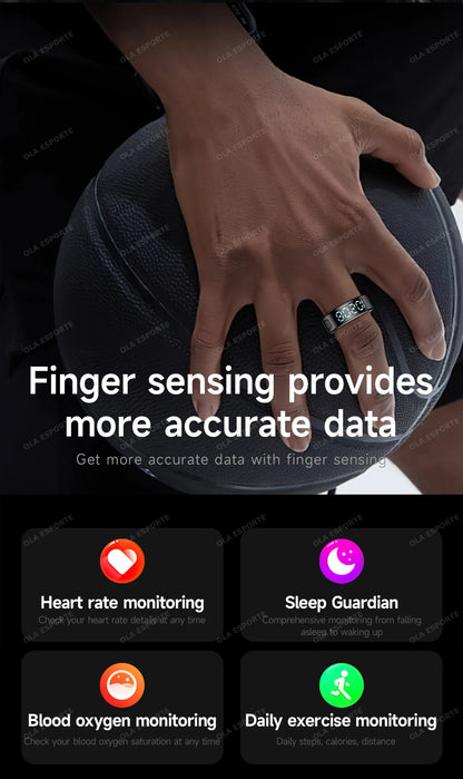 Smart Ring with Touch Display Heart Rate Sleep Tracker IP68 Waterproof Android iOS