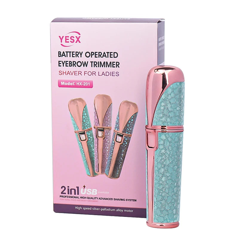 2-in-1 Rechargeable Facial Hair Remover & Eyebrow Trimmer with LED Light – USB Electric Razor for Face & Lips