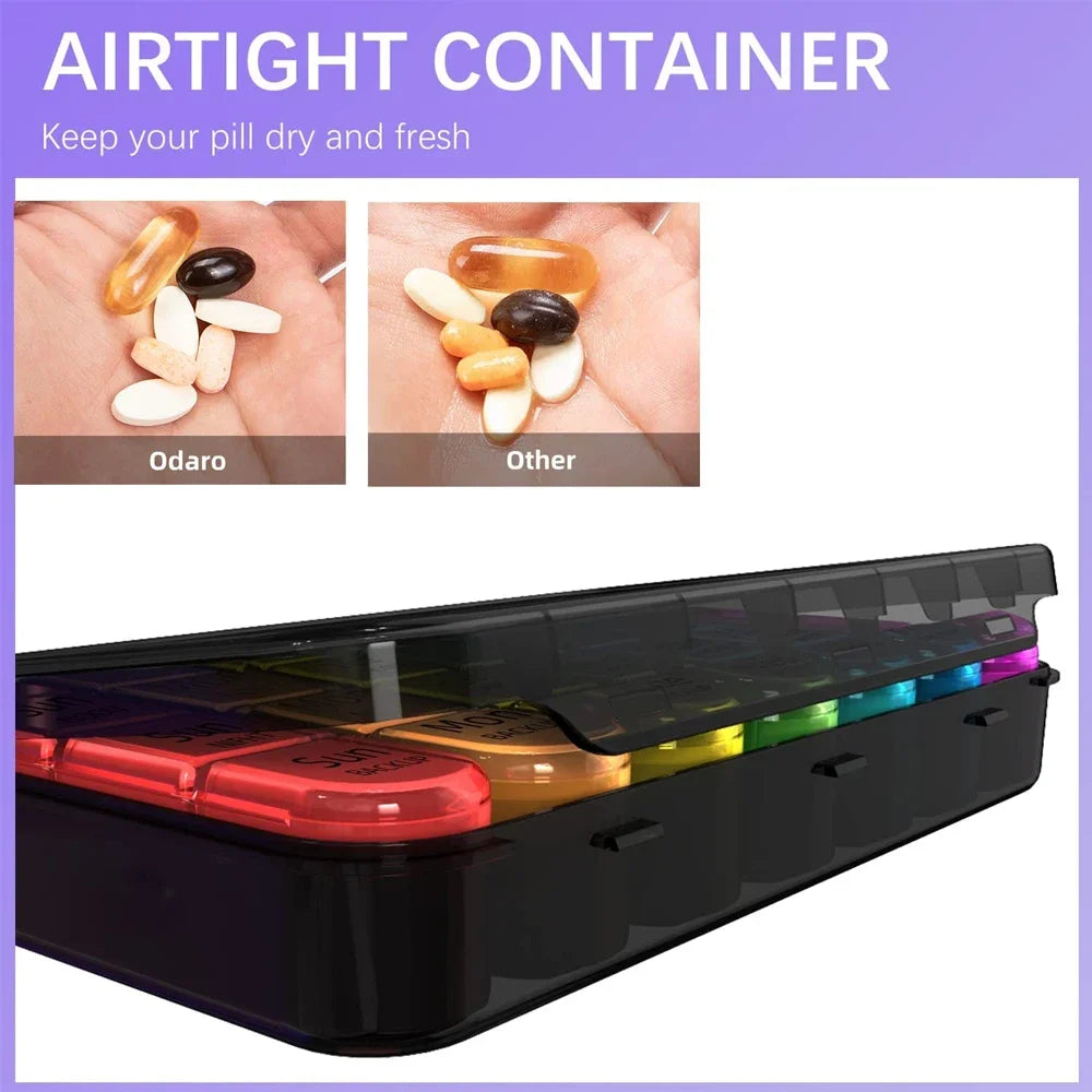 Weekly Pill Organizer 7 Day, 3 Times a Day | Large Travel Pill Box with 21 Compartments for Vitamins & Supplements