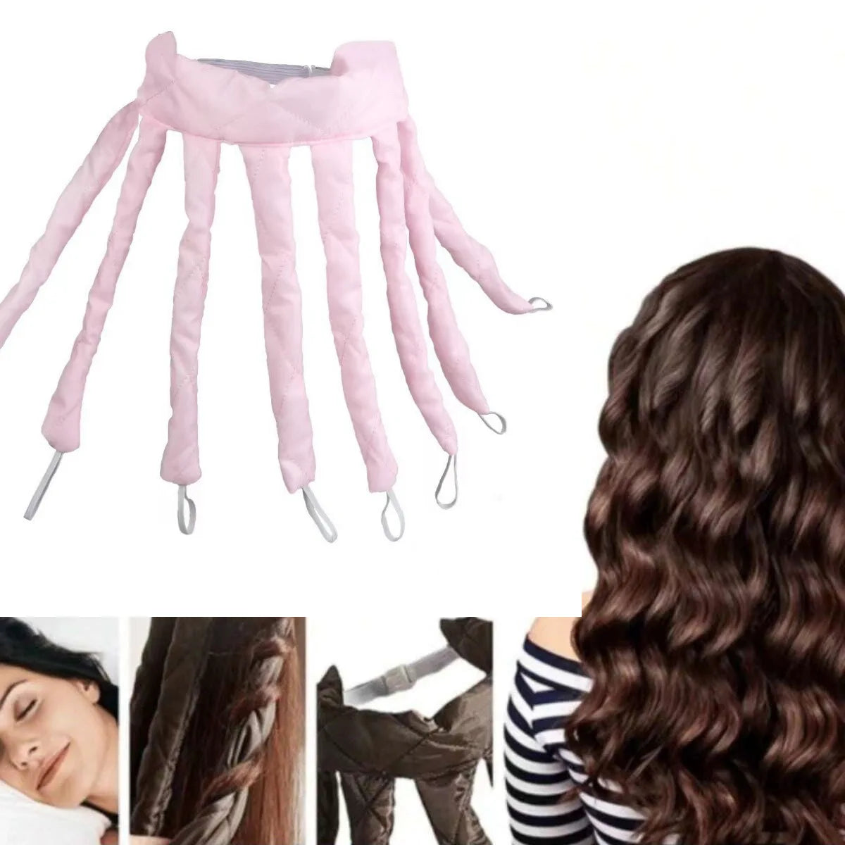 Heatless Octopus Hair Curler Headband – Soft Foam Overnight Curling Rod with Velcro Strap (1-Pack)
