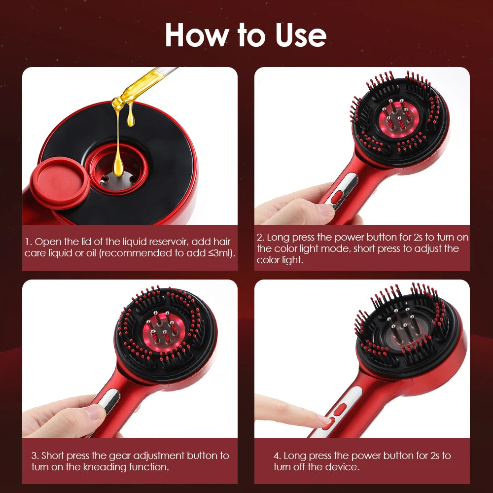 Electric Microcurrent Massage Comb – 660nm Red Light Hair Growth & Scalp Massager for Hair Care, Relaxation & Blood Circulation