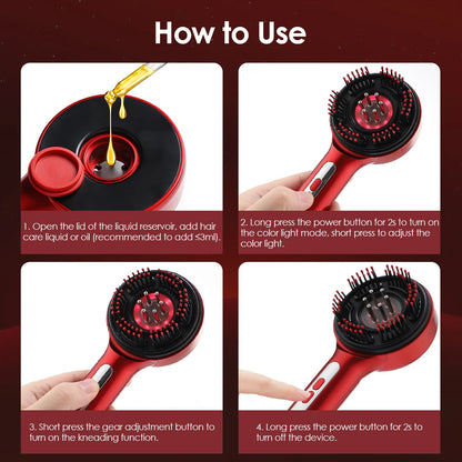 Electric Microcurrent Massage Comb – 660nm Red Light Hair Growth & Scalp Massager for Hair Care, Relaxation & Blood Circulation