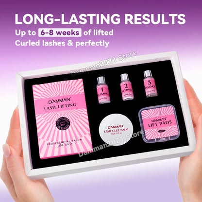 Damman Professional Lash Lift Kit – Eyelash Curling & Lifting Perm Set with Silicone Pads, Glue Balm & Tools for Salon or Advanced Home Use