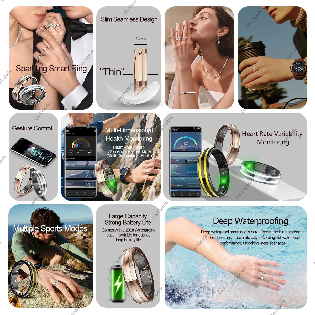 Smart Ring Fitness Tracker Heart Rate Sleep Monitor Waterproof for Android iOS