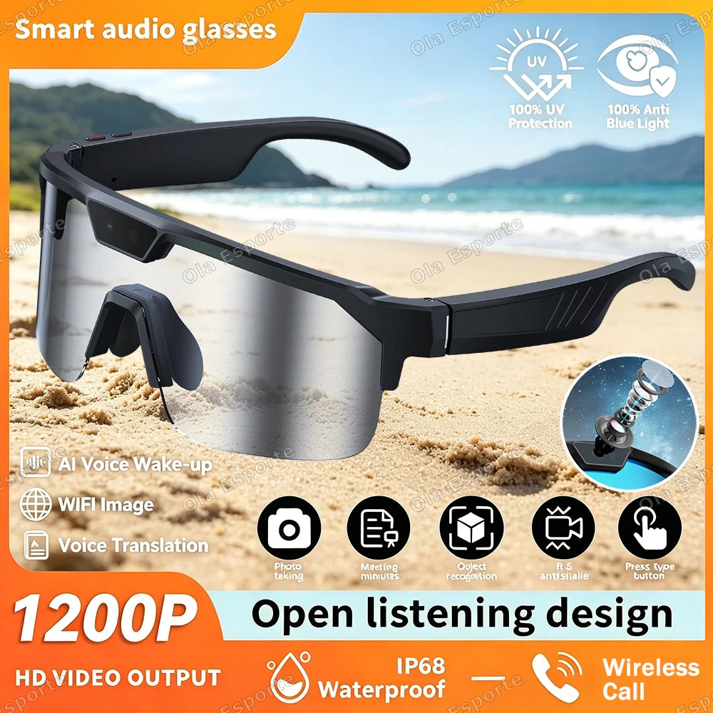 AI Smart Glasses HD Camera Bluetooth Calls Music WiFi Recording Glasses