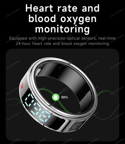 Smart Ring with Touch Display Heart Rate Sleep Tracker IP68 Waterproof Android iOS